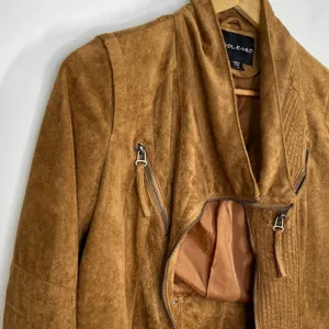 Solemio Brown Faux Suede Full Zip Long Sleeve Jacket Woman Small Country Western thumbnail 5