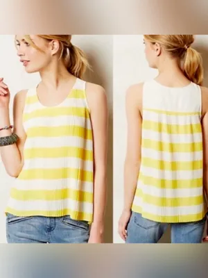 Anthropologie MAEVE Pleated Tank Top Size 6 thumbnail 2