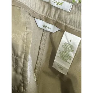 Lizgolf Cathren Cropped Pants‎ Women's 4 Khaki Floral Embroidered Cotton thumbnail 8