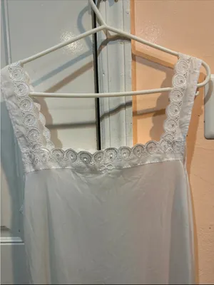 Classic White Lace-Trim Slip Lounge Sleepwear Dress thumbnail 2