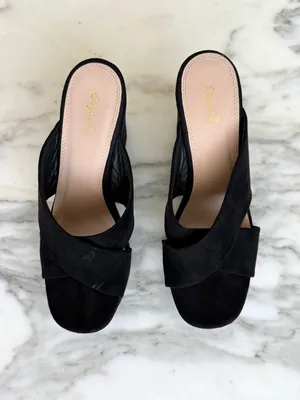 Qupid Black Faux Suede Crisscross Platform Slide Sandals • Sz 8.5 thumbnail 4