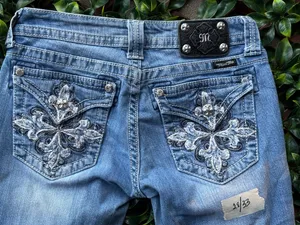 Miss Me Jeans Crystal Embroidered Pocket StraIght size 28 thumbnail 5