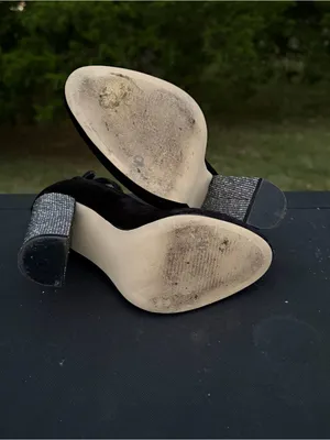 Shoedazzle Black Velvet Ulyssa Rhinestone Ankle Strap Block Heels Size 6 thumbnail 7