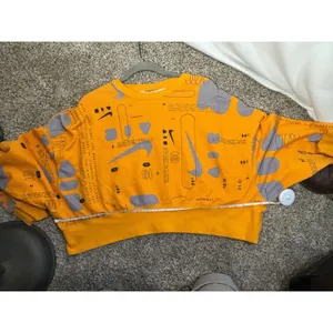 Nike Sportswear Cropped Sweatshirt Orange All Over Print Graphic Pullover Womens thumbnail 2