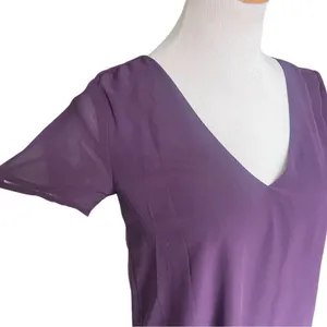 Womens Lulus Plum Freestyle Chiffon V-Neck Shift Dress - Sz XS thumbnail 3