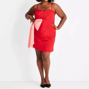 Future Collective Bow Dress PLUS XXL 2X Strapless Sweetheart Red Pink Orange thumbnail 3