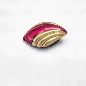 Vintage Clip On Earrings 1.5" Extra Large Red & Gold Tone - Fair Condition thumbnail 9