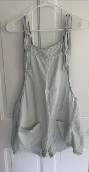 Aerie light Blue Lyocell Romper Adjustable Strap Soft Utility Shortalls M thumbnail 1