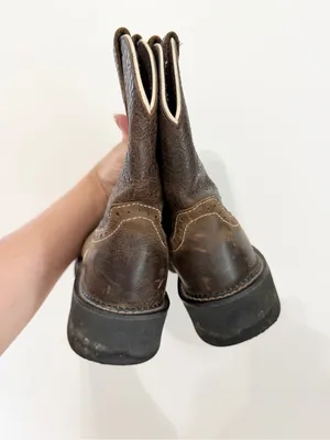 Justin Boots Gypsy Brown Leather Chunky Cowboy Womens 6.5 Western thumbnail 4
