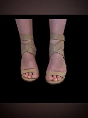 LILIANA Beige Nude Chunky Strappy Ankle Wrap Sandals Heels Sz 8 $27.90 thumbnail 6
