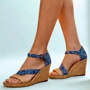 TOMS Clarissa Blue Batik Wedge Sandals | Size 9.5 thumbnail 1