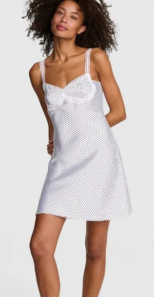 Frankie’s bikinis satin polka dot dress thumbnail 1