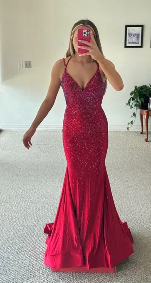 Ellie Wilde Red Prom Dress thumbnail 1