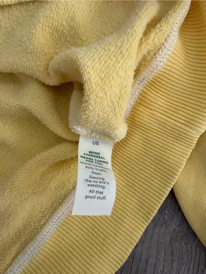 Aerie Hey Crochet Vintage Fade Sunny Yellow Sweatshirt Balloon Sleeves Large thumbnail 10