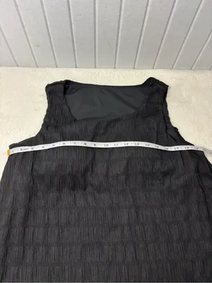 HALARA‎ Sleeveless tank Black Textured Ruffle-Hem Midi Dress Size XL NEW thumbnail 3