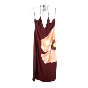 SUMMER AWAY Astoria Floral Halter Midi Dress Maroon X-Large NEW NWT thumbnail 2