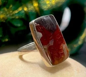 Sterling Silver on sardonyx AGATE ring sz 7 thumbnail 1