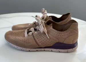UGG Women's Suede Perforated Lace-Up Sneaker - Taupe thumbnail 1