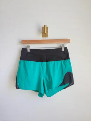 Lululemon Smooth Stride Shorts 4 Viridian Green Black Running Brief Lined Zip thumbnail 9