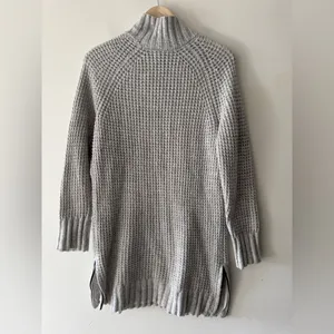 American Eagle Gray Waffle Knit Mock Neck Sweater Dress Long Sleeve‎ thumbnail 3