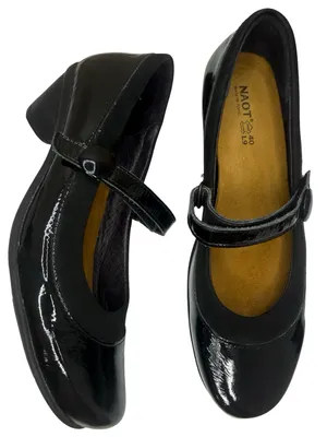 Naot Women's Trendy Patent Leather Shoes 40 US 9 Strappy Black Heels Mary Jane thumbnail 1
