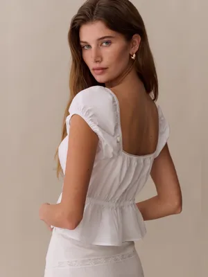 NWT Few Moda Novalie Top size 2 white cotton cap sleeve crop thumbnail 4