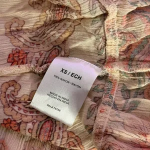 BOHO Paisley Babydoll Mini‎ Dress Size XS Orange Ruffle Festival Western Cottage thumbnail 8
