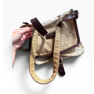 Vintage Ghurka Field Bag Crossbody Tan Canvas Brown Leather Safari Messenger Y2K thumbnail 9