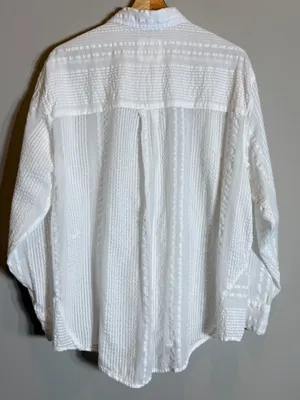 Aerie Striped Oversized Button Up Shirt Women's XS White Sheer Flowy Minimalist thumbnail 9