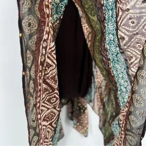 Rabbit Rabbit Rabbit Tribal Boho Printed‎ Chiffon Batwing Asymmetrical Hem Dress thumbnail 11
