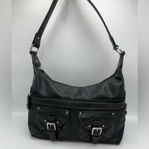 Liz Claiborne vintage Black Textured Shoulder Bag with Adjustable Strap thumbnail 2
