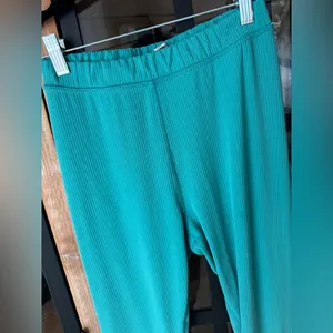 ALO leggings ribbed blissful high waisted 7/8 ocean teal emerald workout thumbnail 5