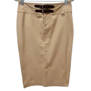 Vintage Lauren Ralph Lauren Khaki Pencil Skirt 6 Double Buckle thumbnail 2