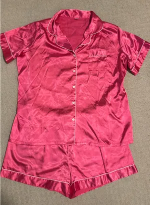 SheIn Pink satin pajama set XXL thumbnail 1