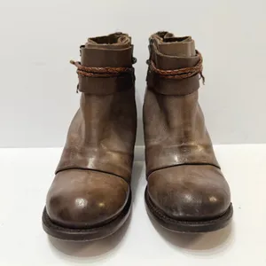 Freebird by Steven Lion Leather Braided Straps Ankle Booties Size 11 Distressed thumbnail 4