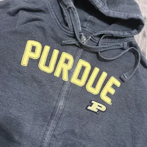 Vintage Purdue Boilermakers Zip Up Hoodie Charcoal Grey Embroidered NCAA Medium thumbnail 2
