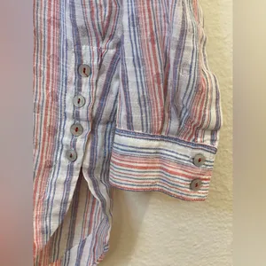 Maeve Anthropologie Breckenridge Striped‎ Polka Dot Button Boho Shirt Size S thumbnail 8