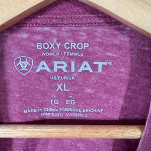 Ariat Boxy Crop Tee XL Western Graphic Pink Distressed Oversized Cowgirl Casual thumbnail 5