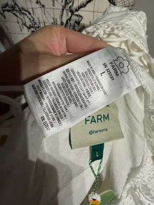 NWT FARM Rio Cotton Eyelet Puff Sleeve White Tiered Midi Dress L cottage coastal breathable thumbnail 9