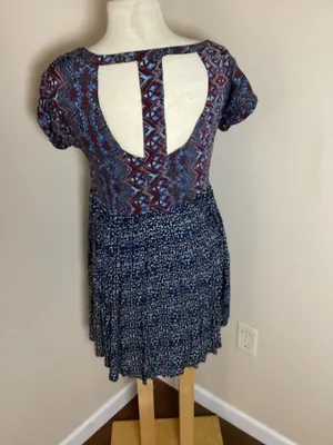 Free People Sundown Babydoll Boho Dress Size S Blue Multicolored thumbnail 4