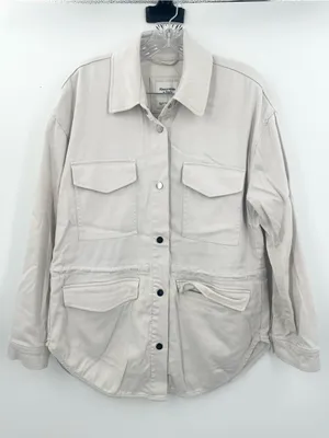 ABERCROMBIE & FITCH Utility Shirt‎ Jacket Shacket Cream Ivory Size Large thumbnail 2