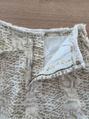 Le Lis Frayed Snake Print Denim Wrap Skort thumbnail 5