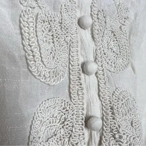 Adiva Cream Embroidered Boho Gauzy Belted Kimono Top Size Medium thumbnail 4