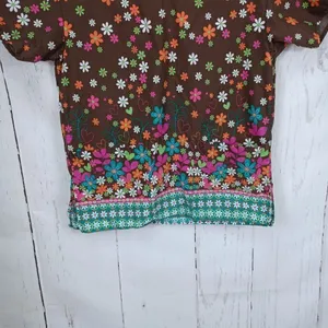‼️final must bundle‼️ Dickies Womens Brown Floral Scrub Top Hearts Flowers thumbnail 5