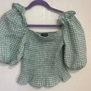 Primark Gingham Green Puff Sleeve Blouse thumbnail 2