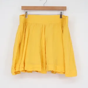 Twenty One Yellow Cotton Flared Mini Skirt Elastic Waist Lined Size L thumbnail 2