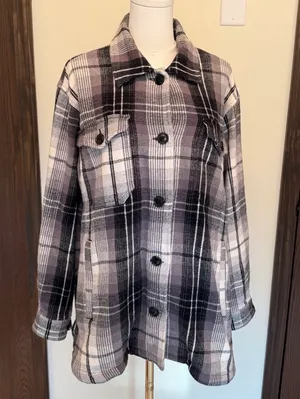 Lucky Brand black and gray long line shacket thumbnail 1
