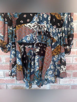 Olivaceous Dress Patchwork NEW Women’s Medium Prairie Belted Cottagecore thumbnail 4
