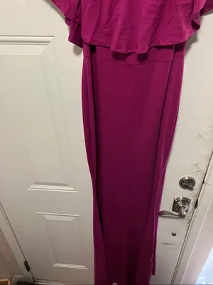 Women’s Off-Shoulder Ruffle Maxi Dress - Magenta Large thumbnail 12