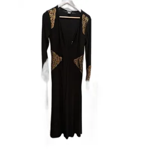 Venus Dress Black Long Sleeve Bodycon Size M With Gold Lace Cutouts thumbnail 3